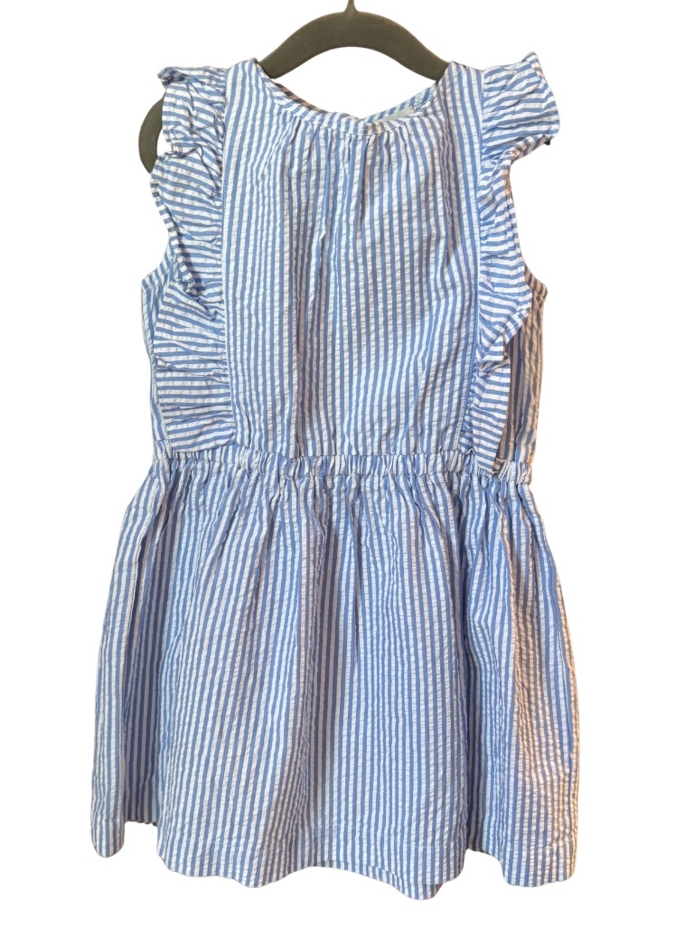 Crewcuts Girls Seersucker Blue & White Dress